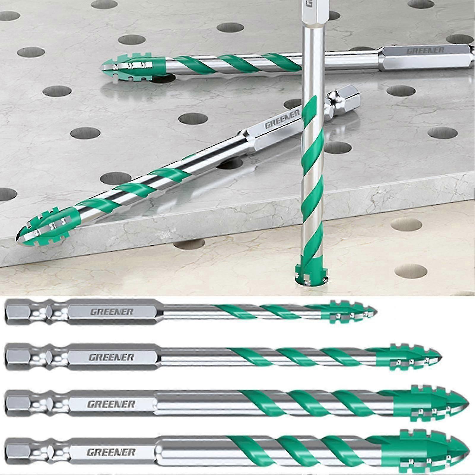 4pcs Four-Flute Sawtooth Eccentric Drill Bits for Multi Material Drilling