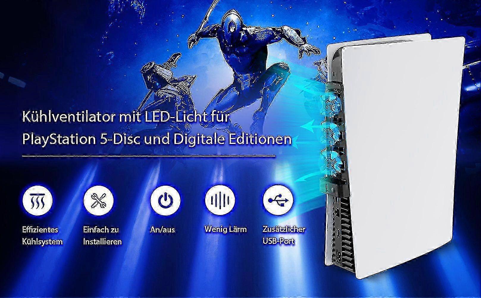 Ps5 Accessory Fan compatible with Disc And Digital Editions, Efficient Cooling System