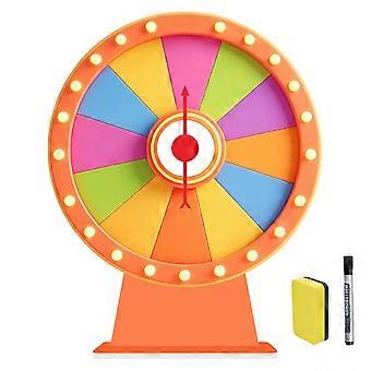 Tabletop Prize Wheel Spinner - Ten Slots Whiteboard Pen and Eraser Compact Desktop