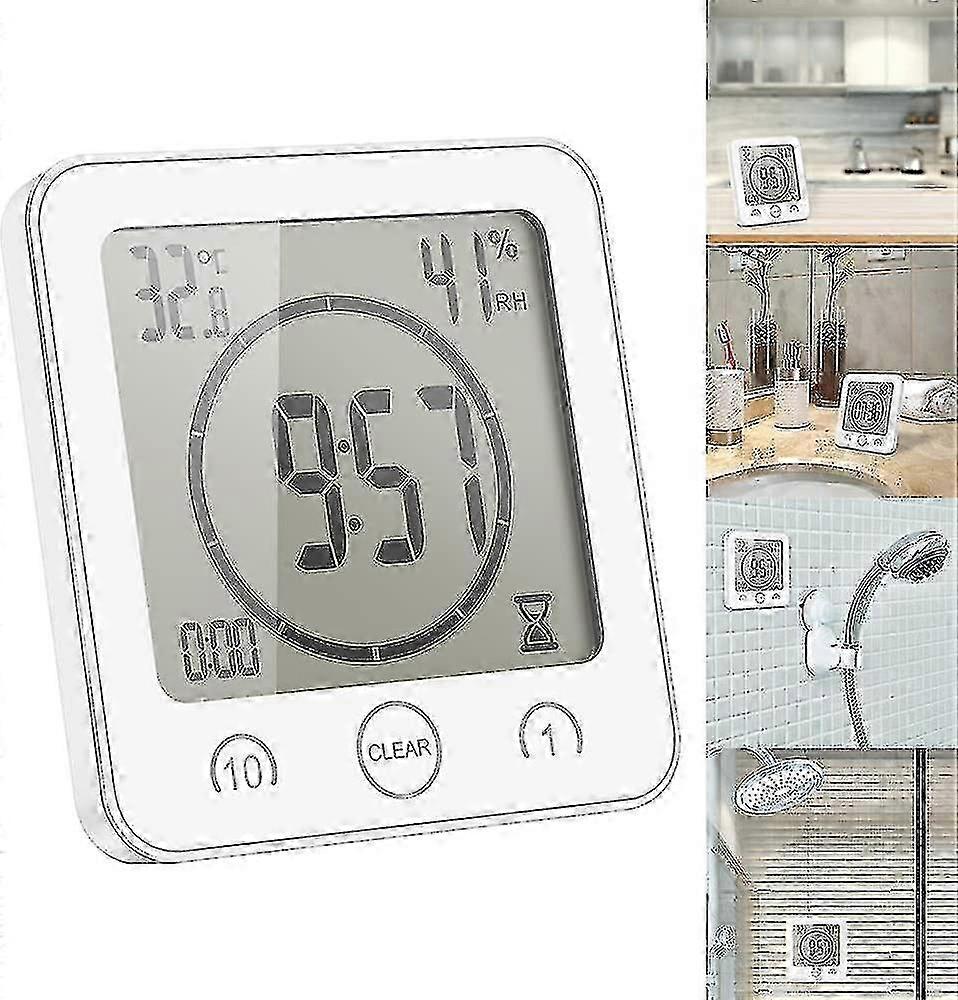 Waterproof Shower Clock, Touch Shower Timer Clock (white)