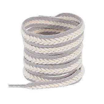 Flat Braided Replacement Shoelaces with Capped Terminals Decorative Sneakers Lace for  Athletic, Skate, Casual Footwear  Rice white gray