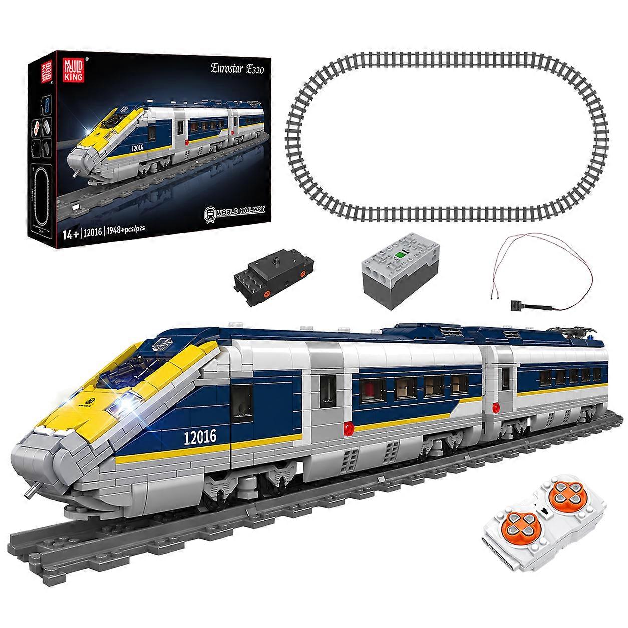 MOLD KING 12016 Technical British Express Passenger Train E320 Model Building Blocks Remote Control High Speed