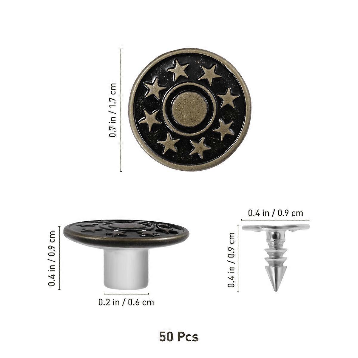 Copper Jeans Button Star for Jeans Making 50Pcs Matte Dark