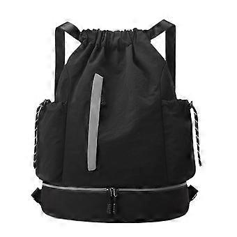 Waterproof Gym Drawstring Bag with Shoe Compartment, Large Capacity Sports Backpack for Men Women