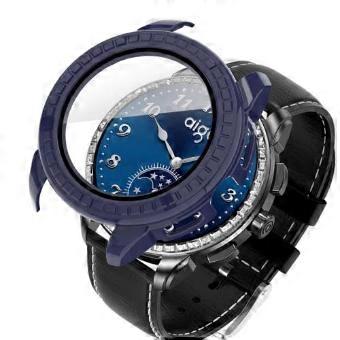 Smart Watch Protective Case for M8 with Tempered Glass Screen Protector, Full Coverage Ink Blue