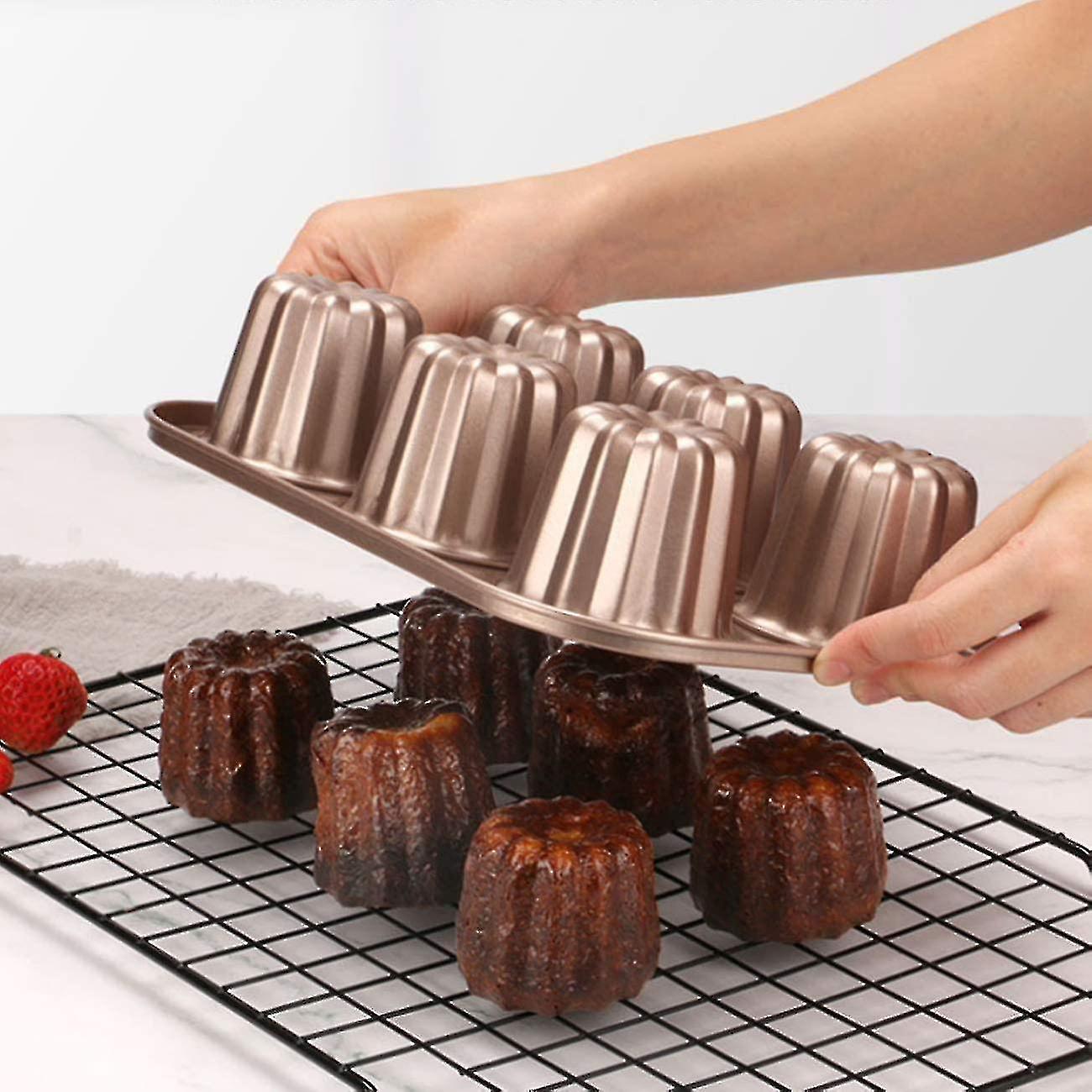 Canele μούχλα κέικ τηγάνι, αντικολλητικό ψήσιμο χάλυβα άνθρακα caneles καλούπια μαγειρικά σκεύη και bakeware εργαλεία μαγειρικής Cannel γαλλικής ζαχαροπλαστικής κρέμα μούχλας (6-cavit