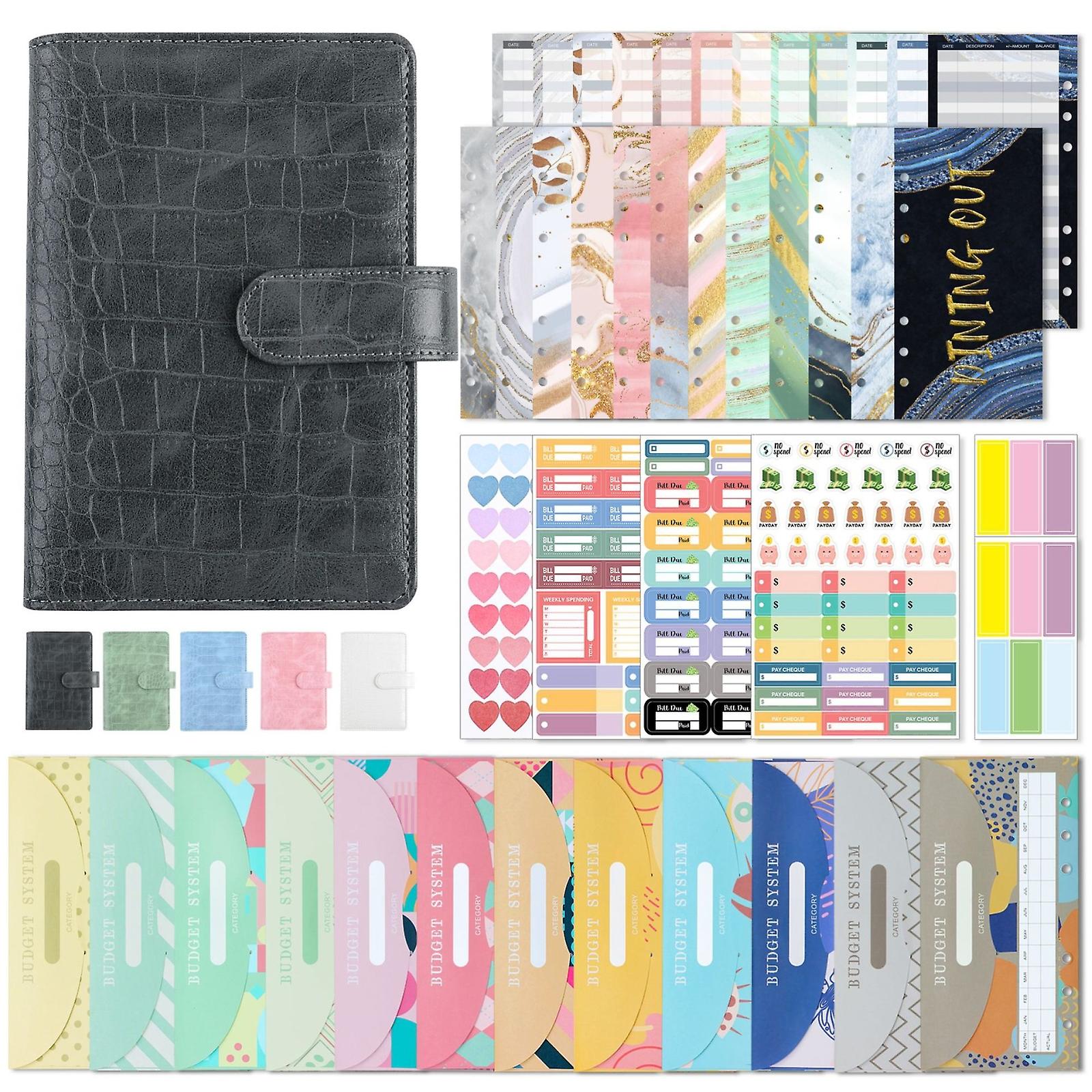 A6 Crocodile Pattern Binder Budget Notebook Crocodile Pattern (Bean Green)