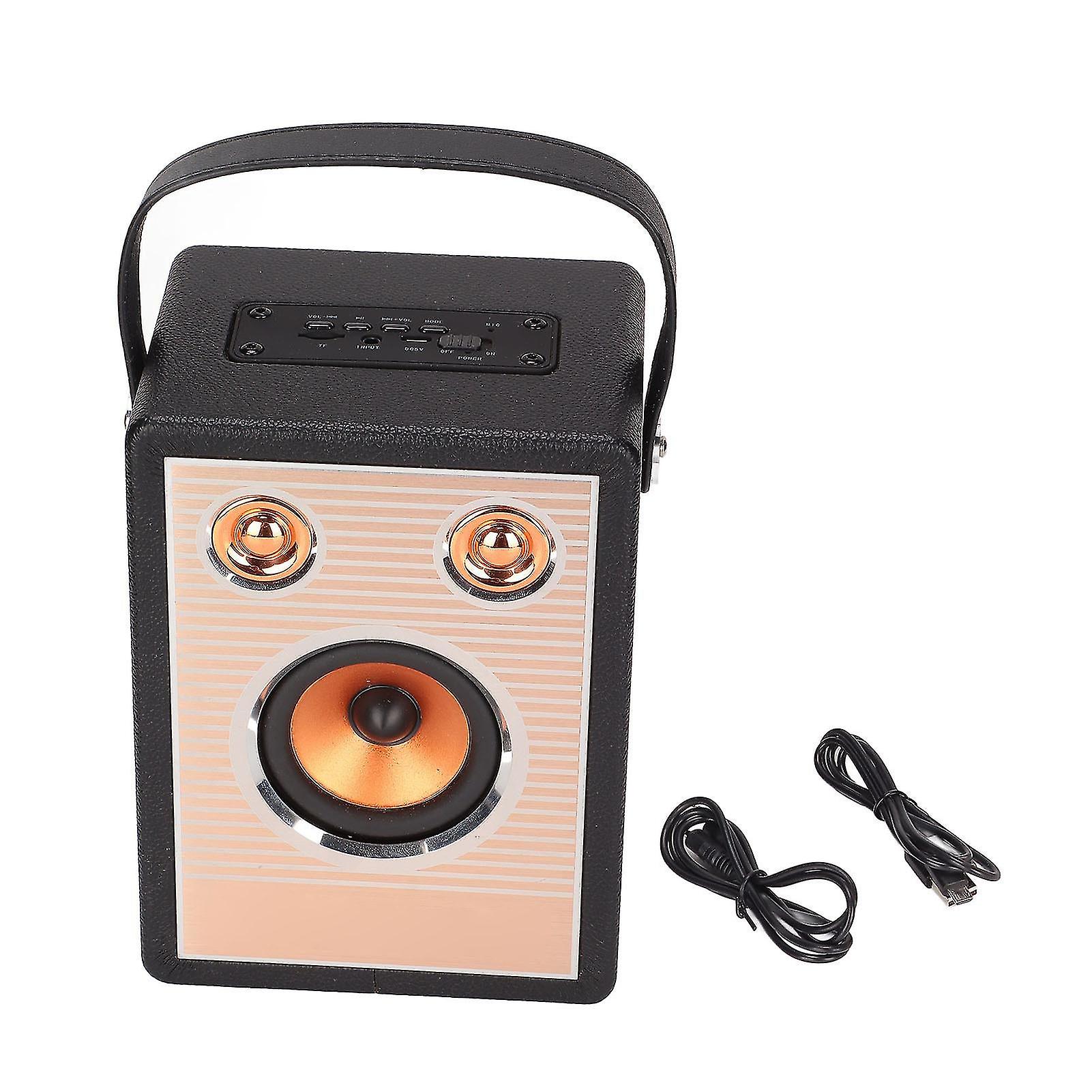 Bluetooth Speaker Rechargeable Support Memory Card Aux Portable Retro Wireless Speaker With Handleblack (export Version)
