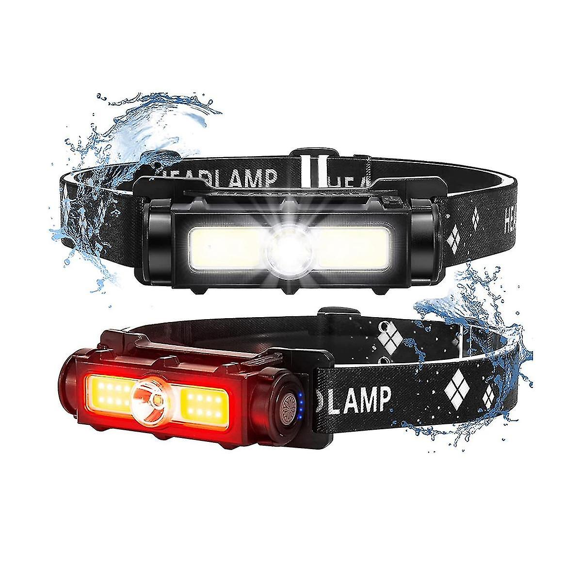Rechargeable Headlight, 750 Super Bright Led Headlight With White Red Head Light, 7 Modes Adjustabl