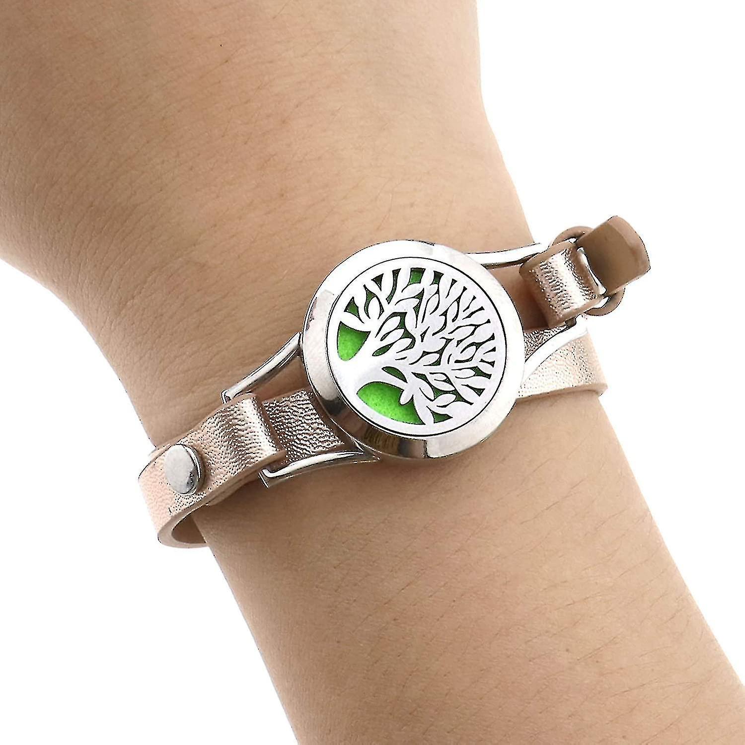 Aromatherapy Locket Essential Oil Bracelets 316 Stainless Steel 2 Layers Adjustable Champagneonly In