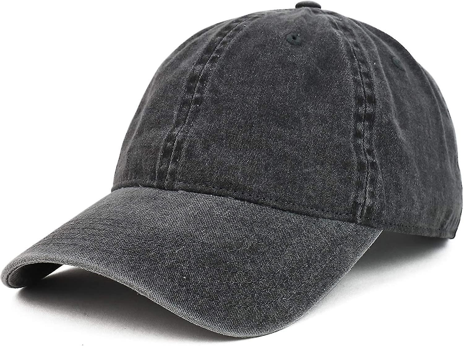 Black Simple Baseball Cap Unisex Cotton Pigment Dyed Baseball Cap
