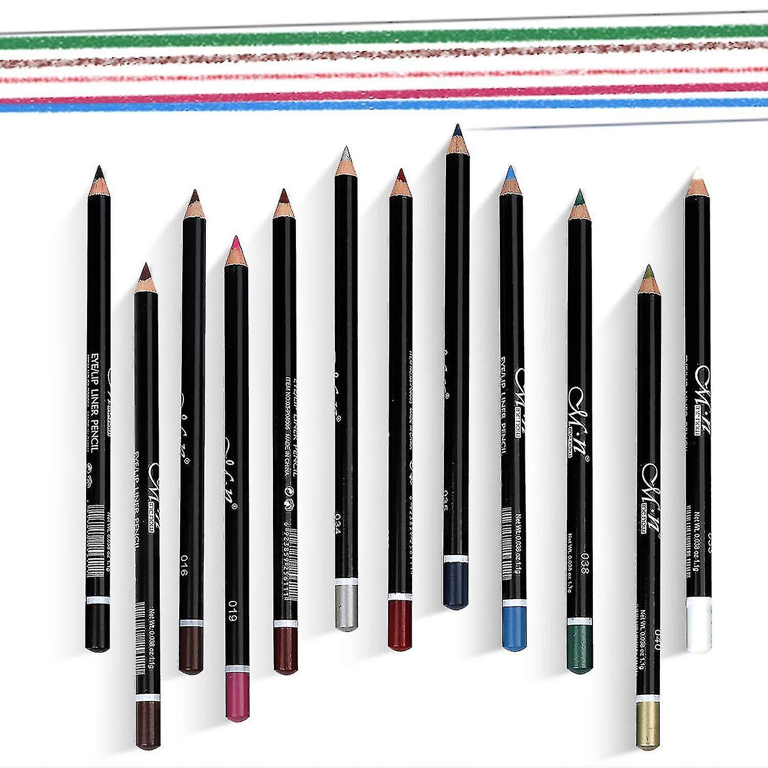 12 Assorted Colors Gel Eyeliner Pencil Set Matt Smooth Waterproof Natural Long Lasting Eyebrow Lip L