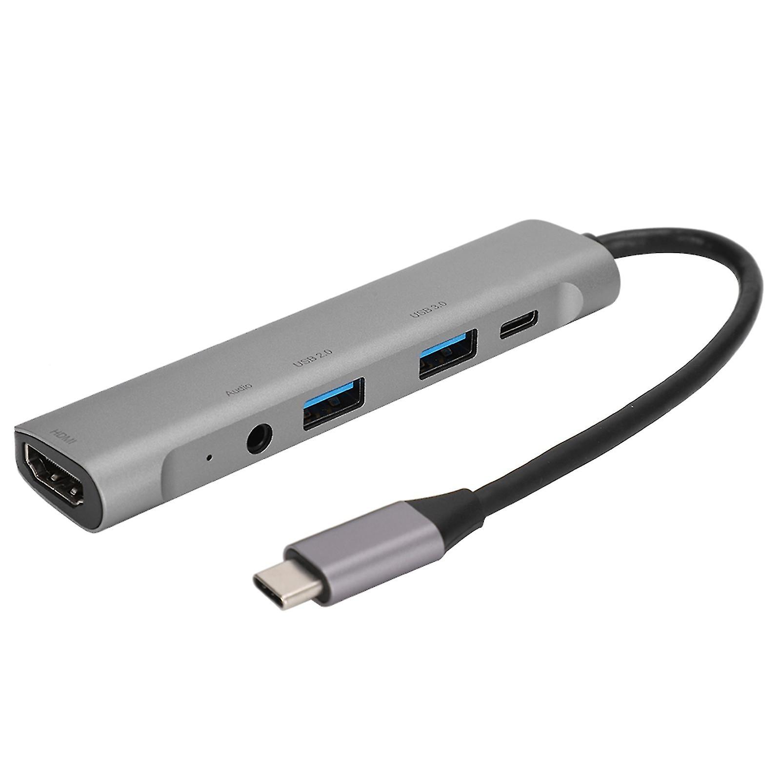 5 In 1 Hub Gray Multifunctional Expansion Dock Typec To Hdmi Connector 60w Pd