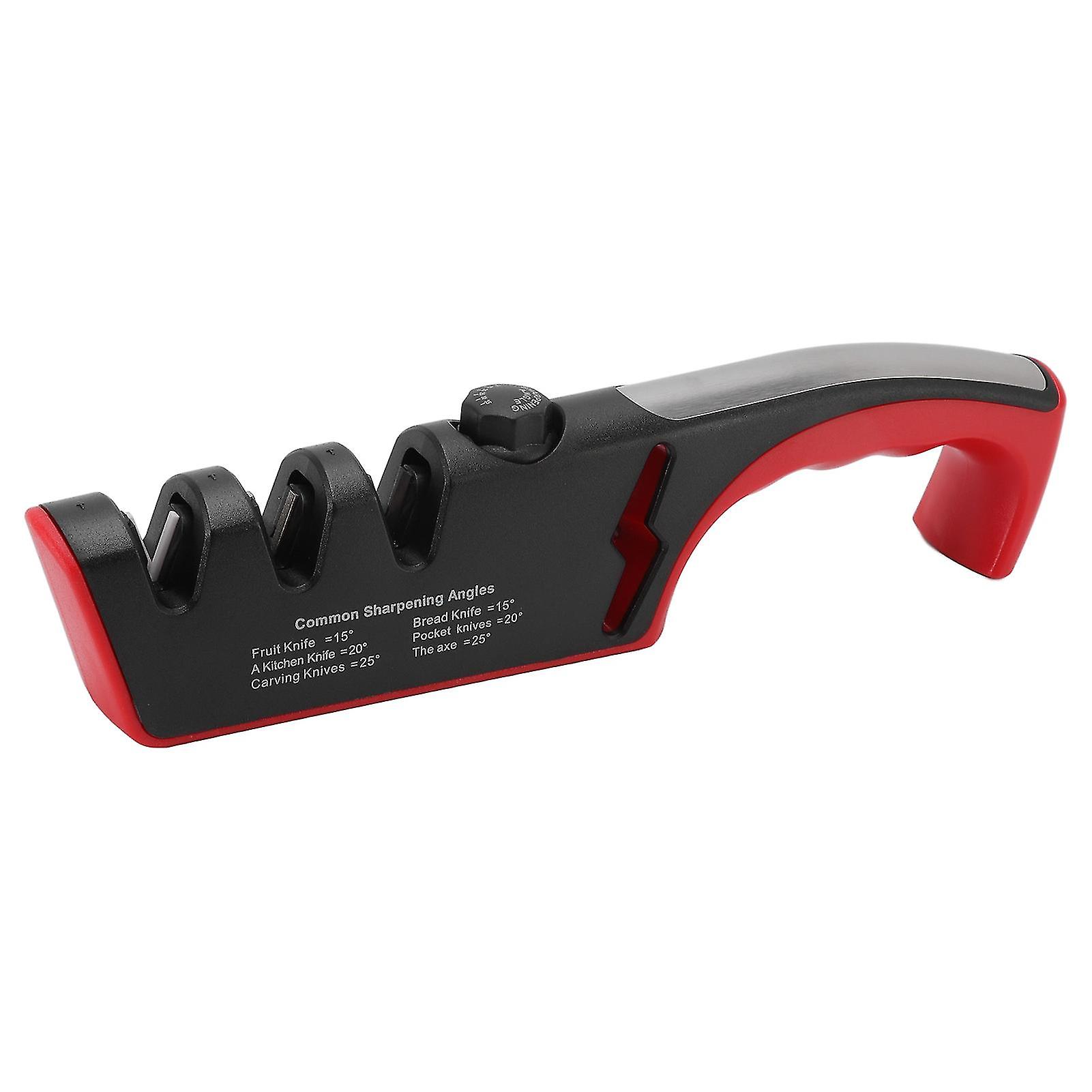 Black Scissors Sharpener Diamond Black Ergonomic Multifunctional Adjustable 3 Stages Kitchen Tool Red