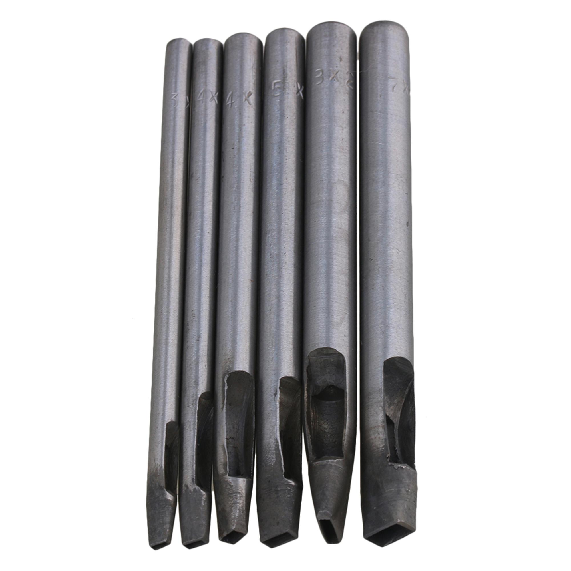 6Piece Silver Rectangle Shape Leathercraft Hollow Hole Punch Tool