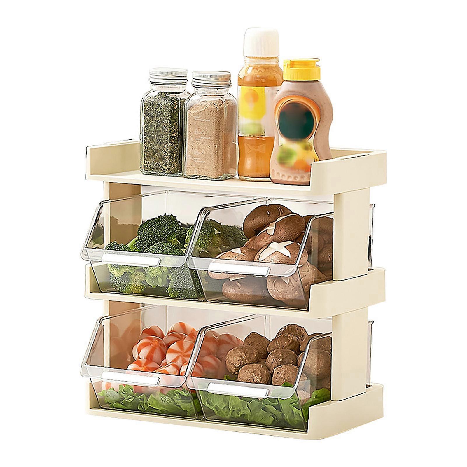 3-Layer Kitchen Vegetable Storage Rack Multi-Layer Spice Tray PS