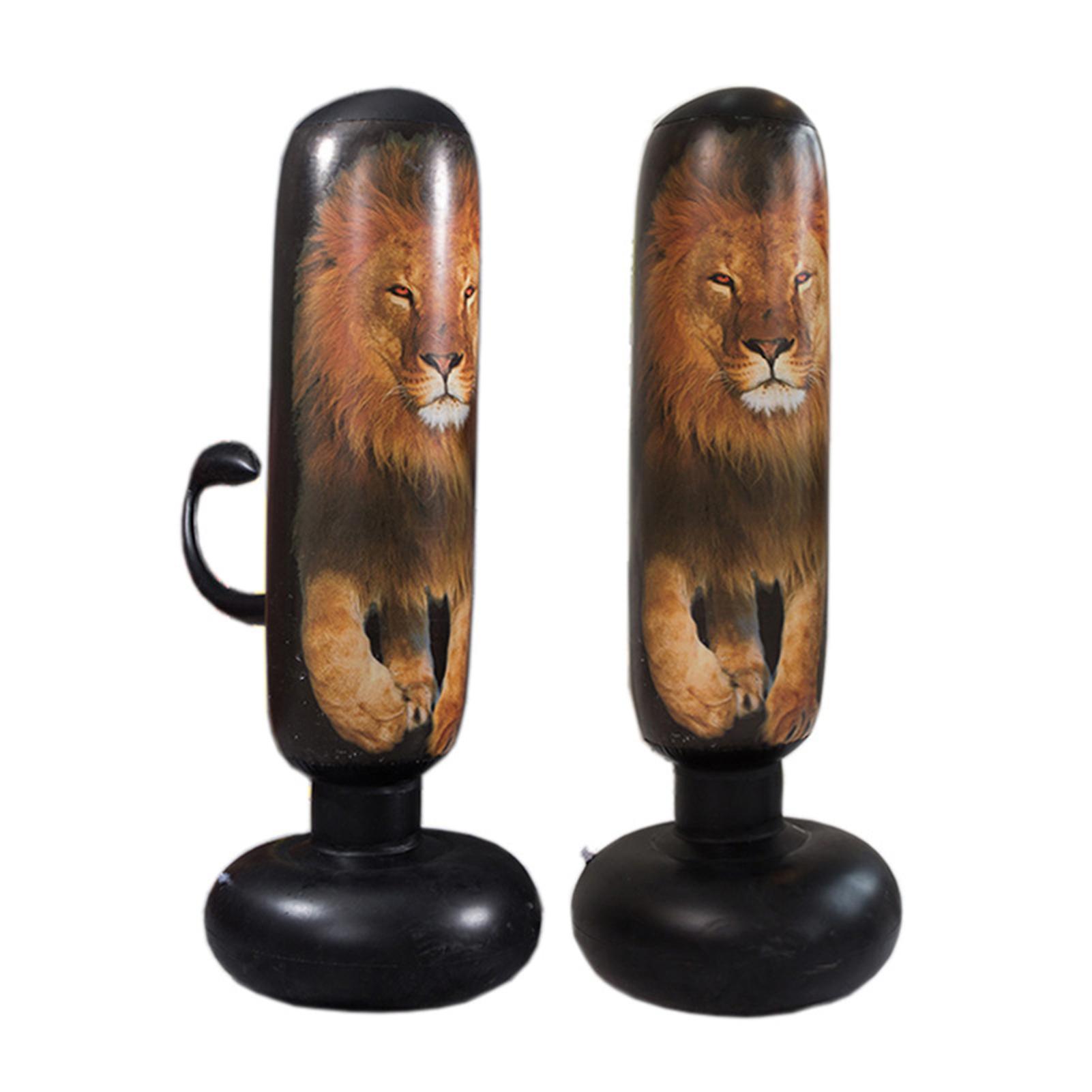 1.6m Inflatable Kid Punching Bag Lion Shape Free Standing Boxing Bag Immediate Bounce-Back Stress