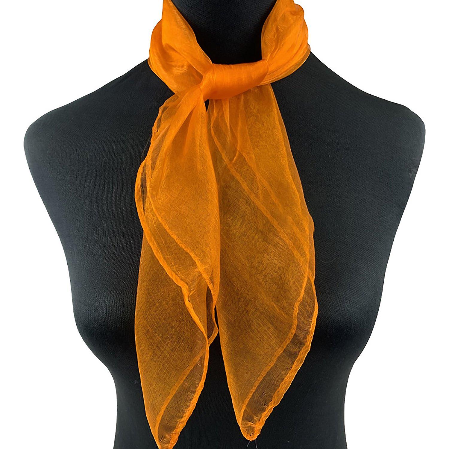 2 Pcs Women Kerchief Smooth Satin See-through Solid Color Mesh Thin Adjustable Decorative