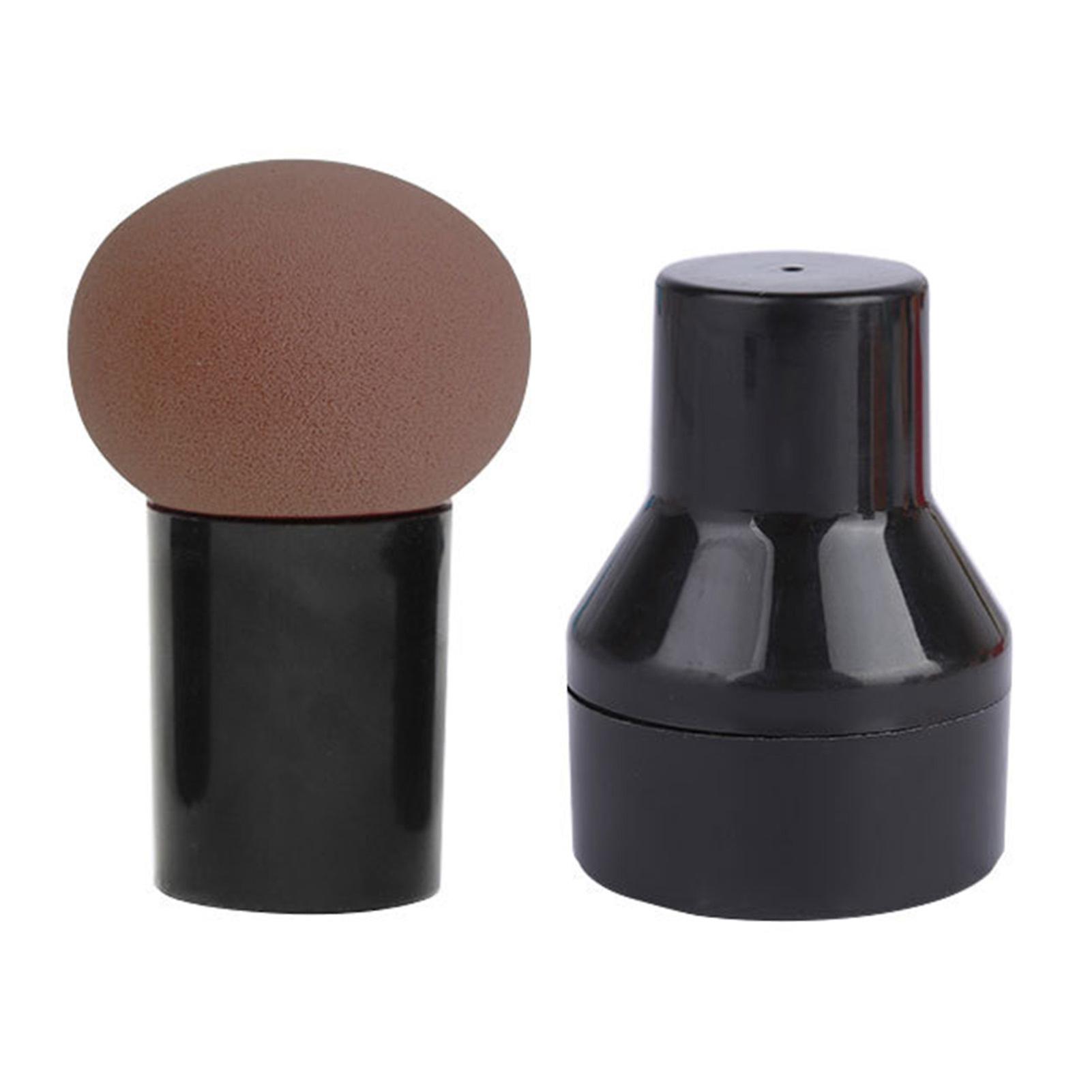 Makeup Sponge Mushroom Head Shape Wet Dry Use Soft Bouncy Beauty Sponge with Handle BoxCoffee