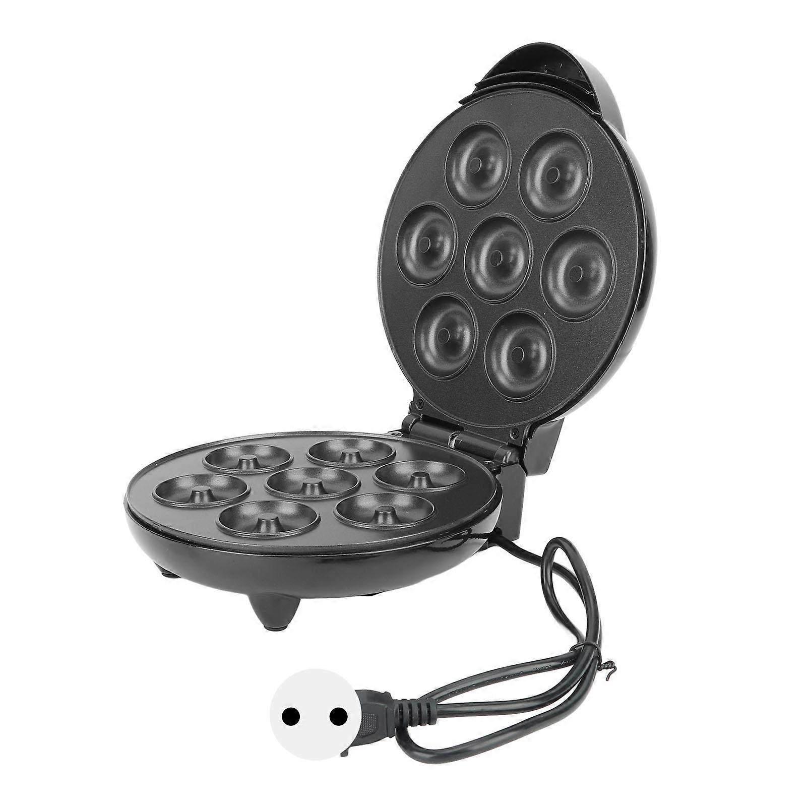 Compact Double-Sided Electric Donut Maker with Non-Stick Coating, 7-Capacity, 220V EU Plug, Black