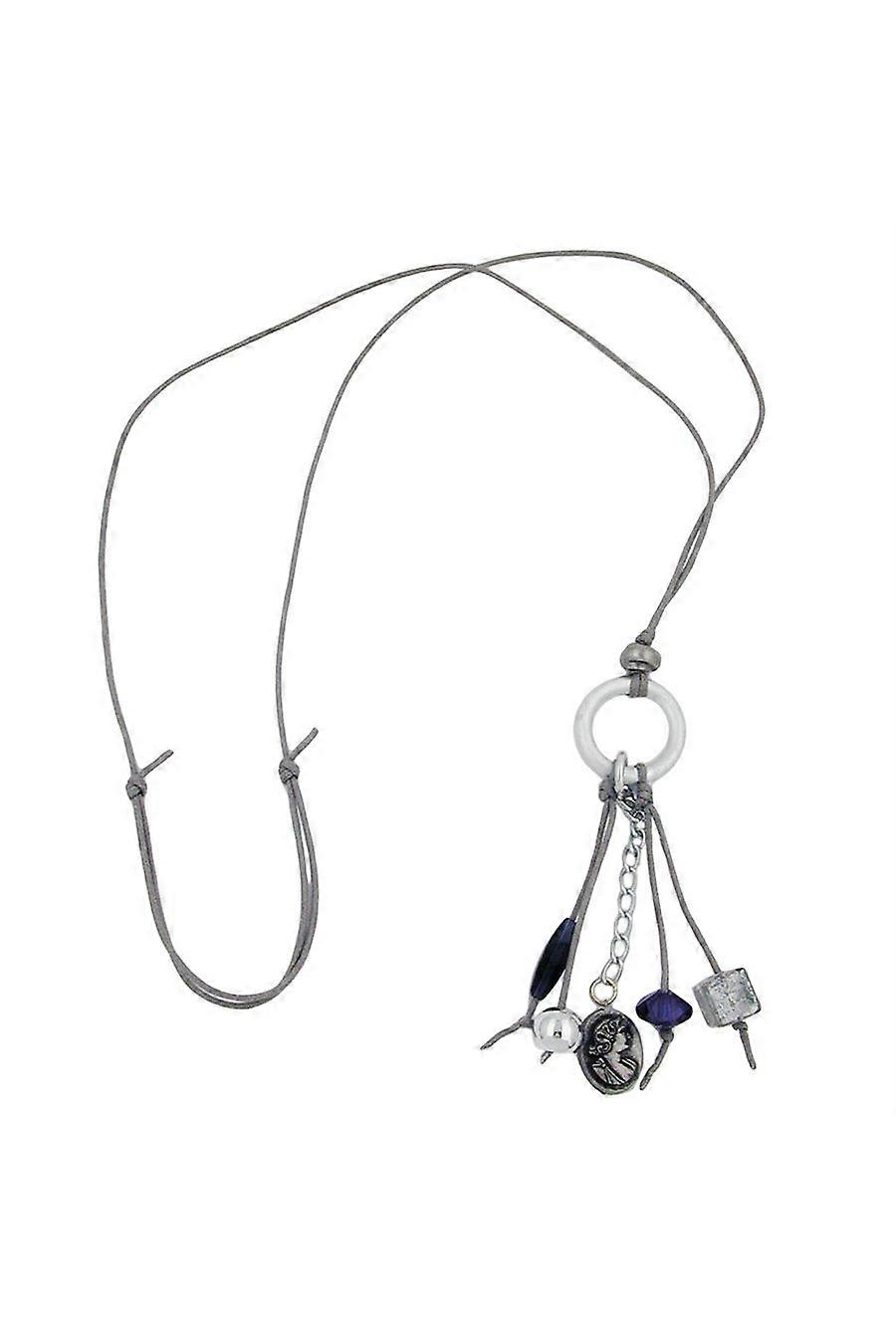 Necklace Light Grey/ Blue Beads - Gl02741