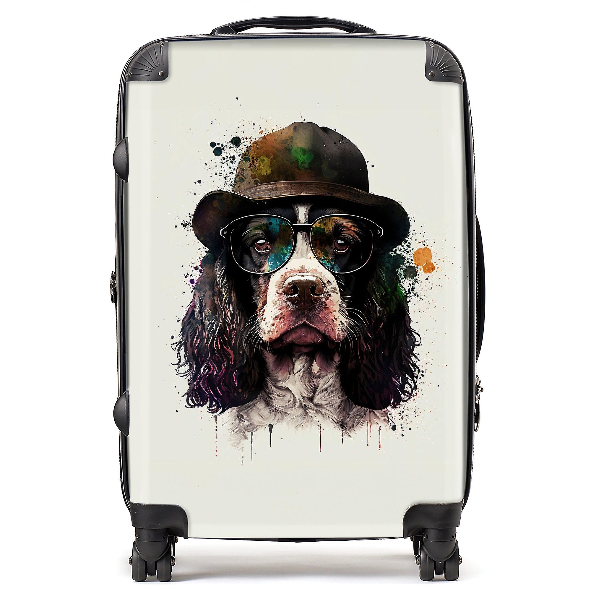 Springer Spaniel Dog With Glasses Splashart Suitcase