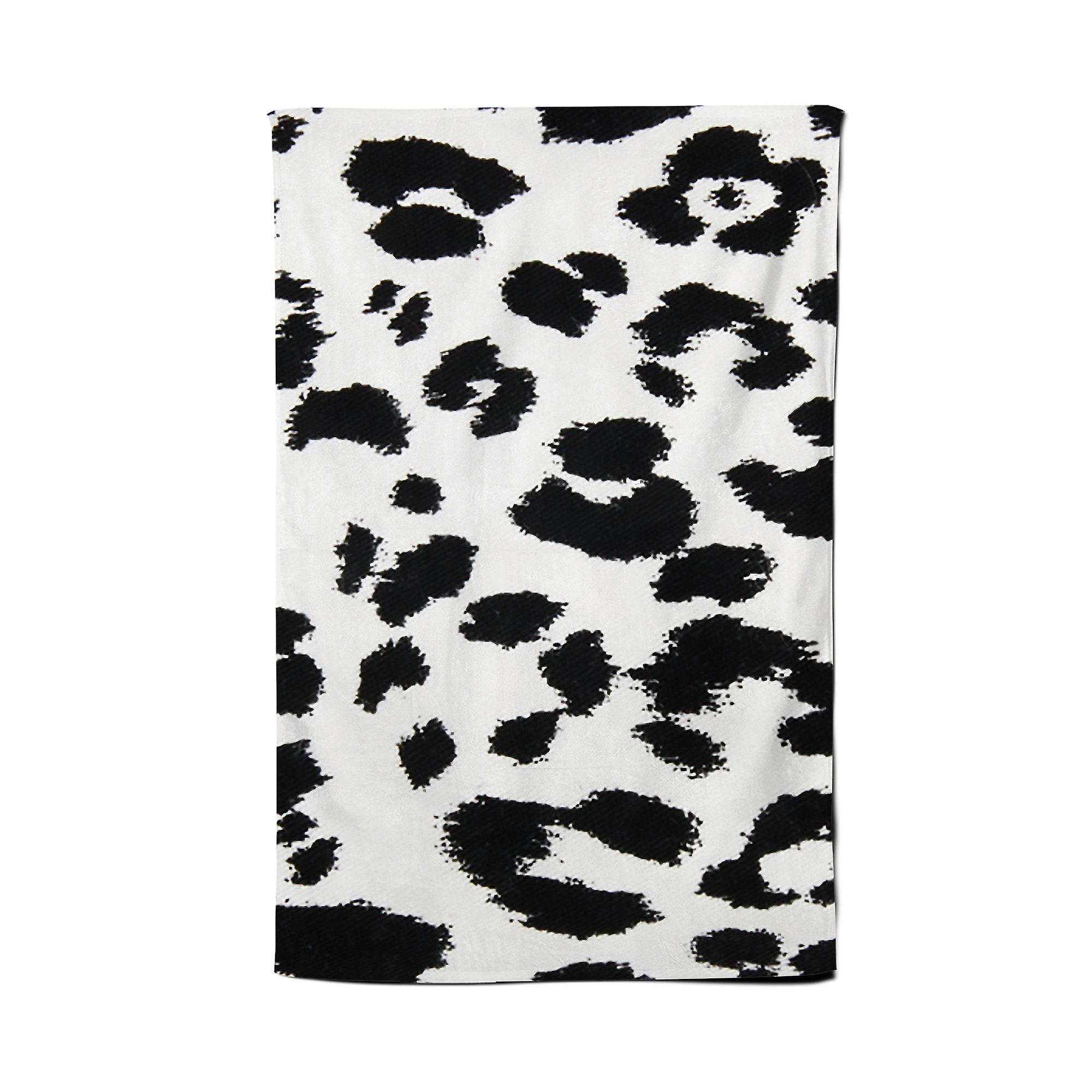 Black Leopard Print Tea Towel