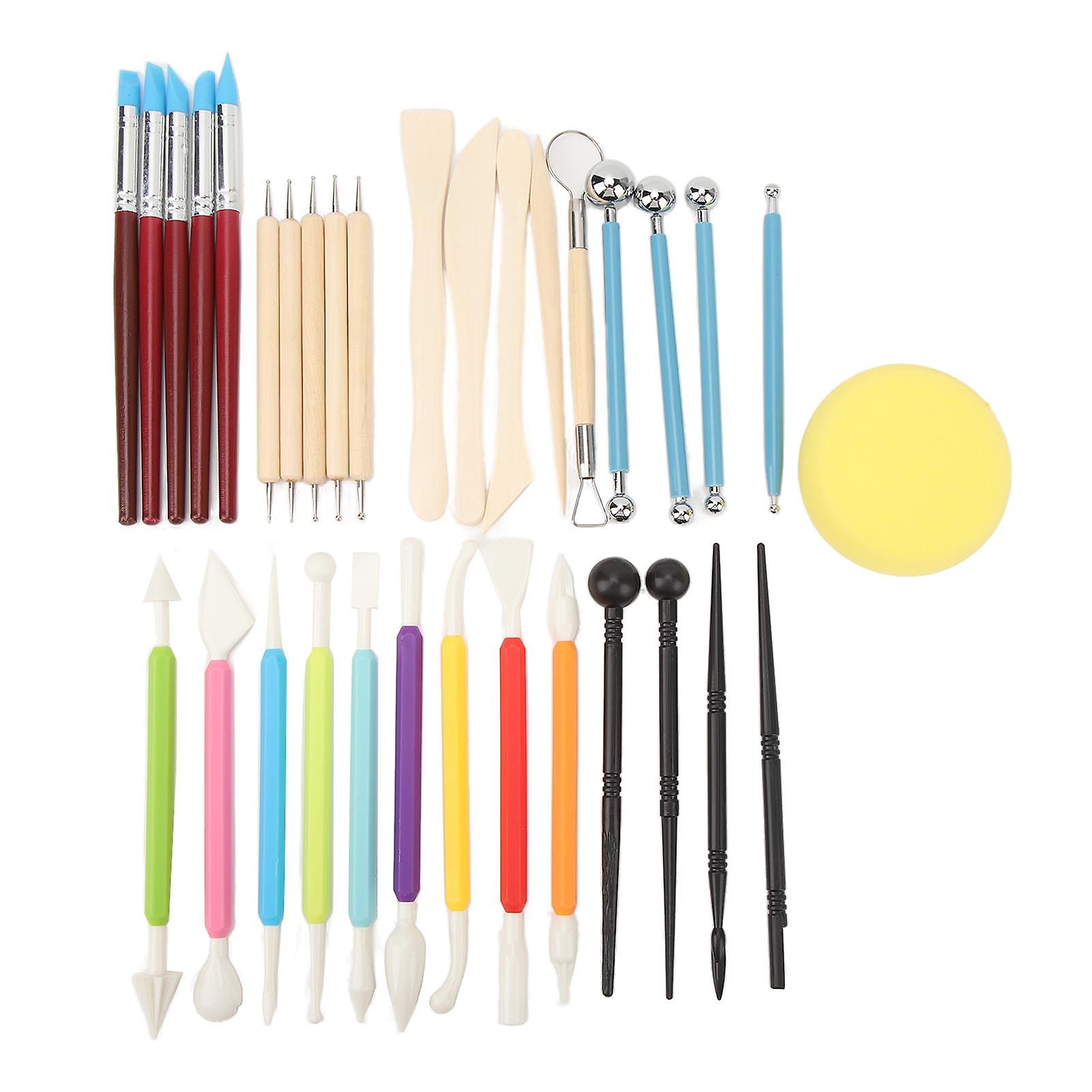 33pcs Clay Tools Kit DIY Polymer Clay Tools Complete Tools Modeling Clay Sculpting Tools Kit for Artists Carving Molding
