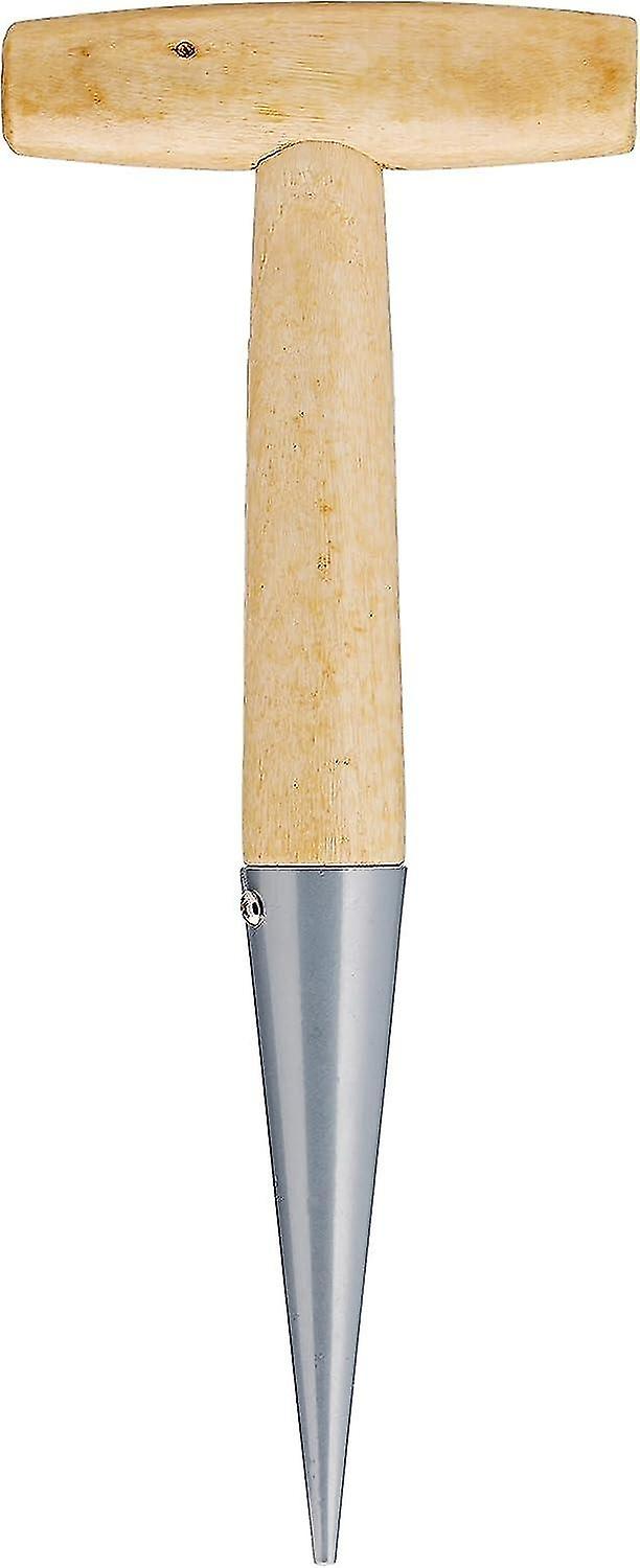 Bulb Planter with Steel Spike 27cm Hand Planter with Solid Wood Handle Gardening Tool for Adults