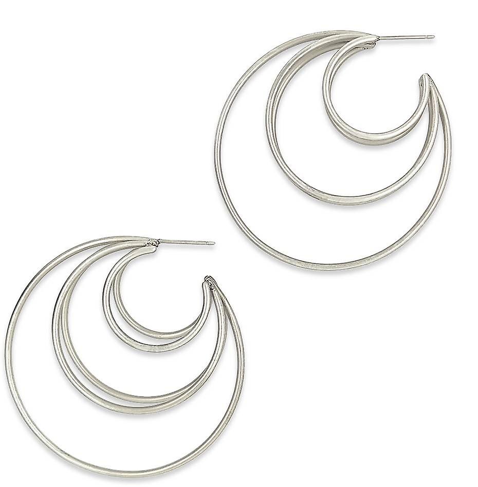 Ti2 Titanium Large Wire Fan Hoops - Natural Silver