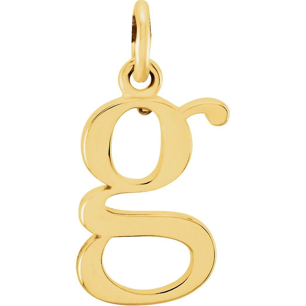 Or jaune 14 carats lettre nom personnalisé Monogramme Initial G poli minuscule Pendentif Initiale-Pendentif pour Wome