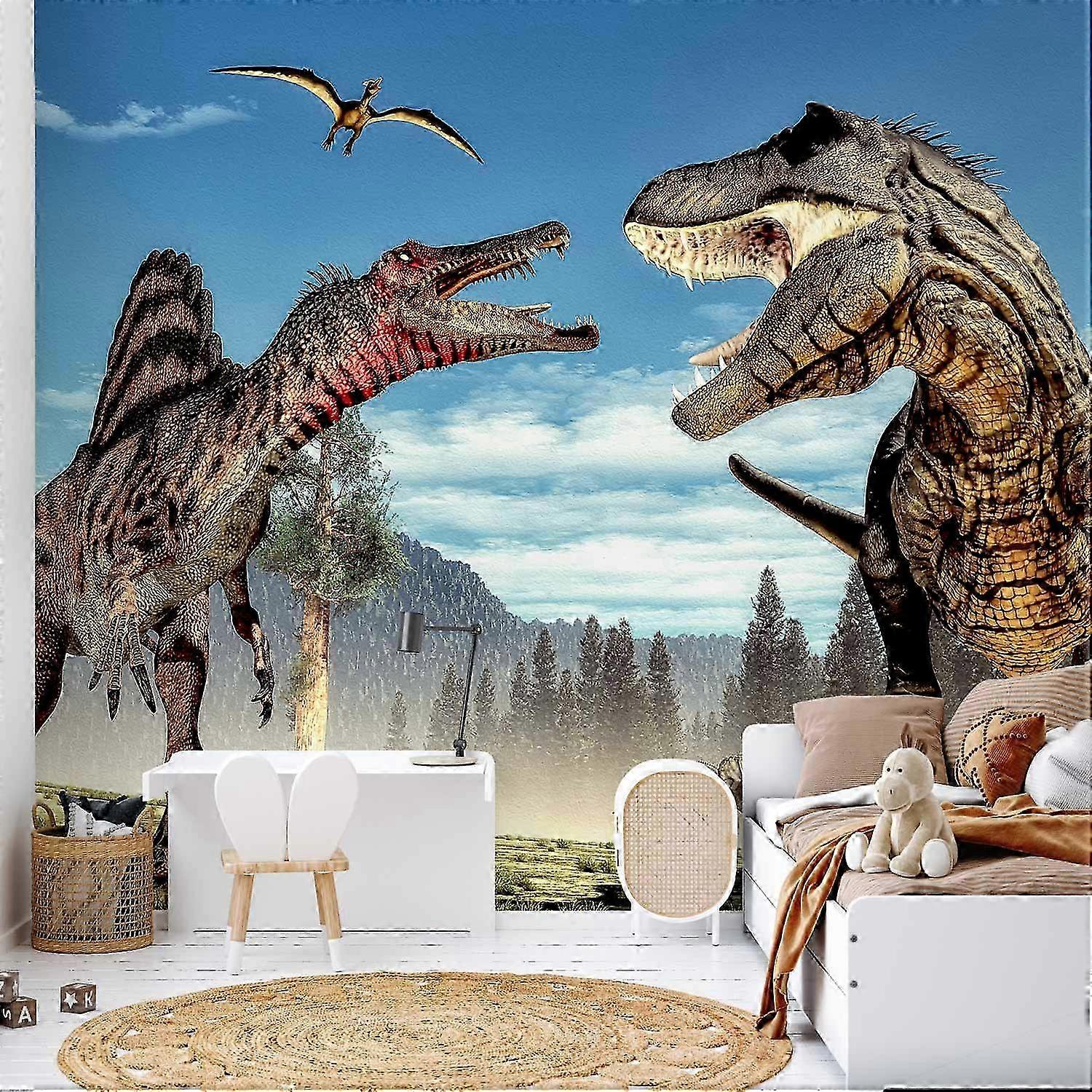 Fotobehang - Vechtende dinosaurussen