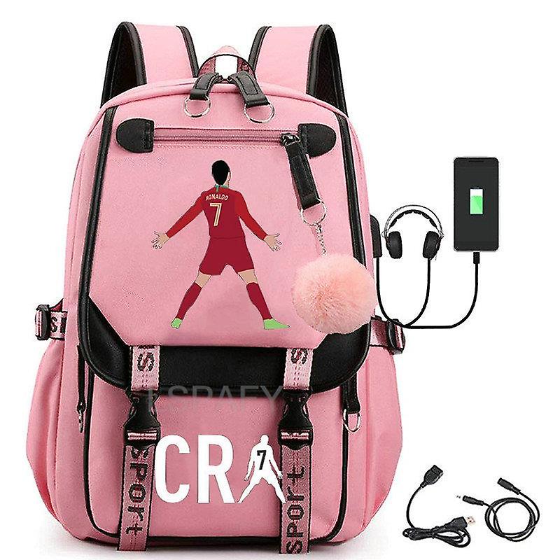 Γυναίκες Άνδρες Cr7 Σχολικά Σακίδια Patchwork Usb Charge Έφηβοι Σχολικές Τσάντες Αδιάβροχο Laptop Σχολικές Τσάντες Θηλυκό Αρσενικό Ταξίδι Mochila