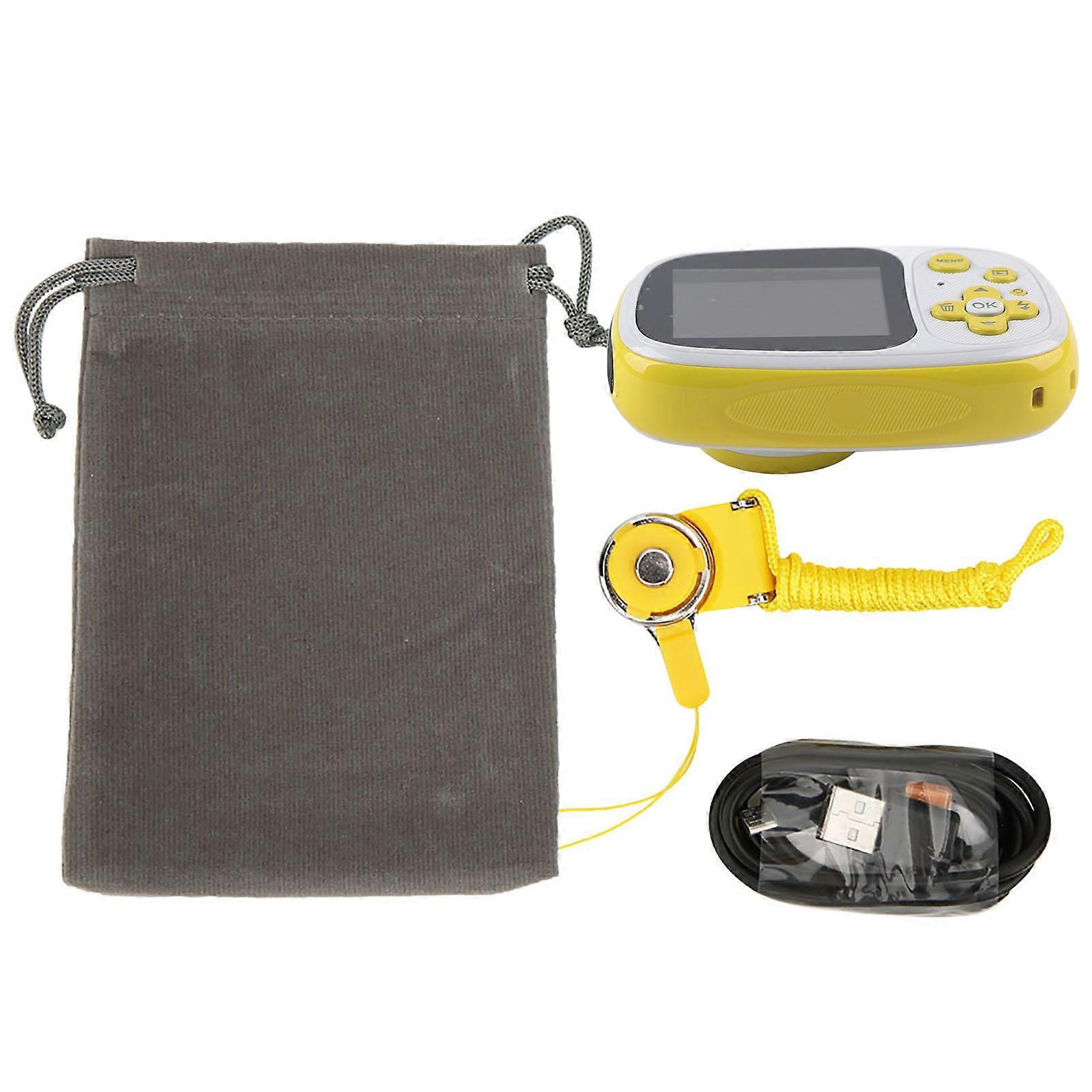 2 Inch IPS HD Display Screen 8MP Waterproof 6X Zoom Children Digital Camera Cute Gift(Yellow) NO.8886