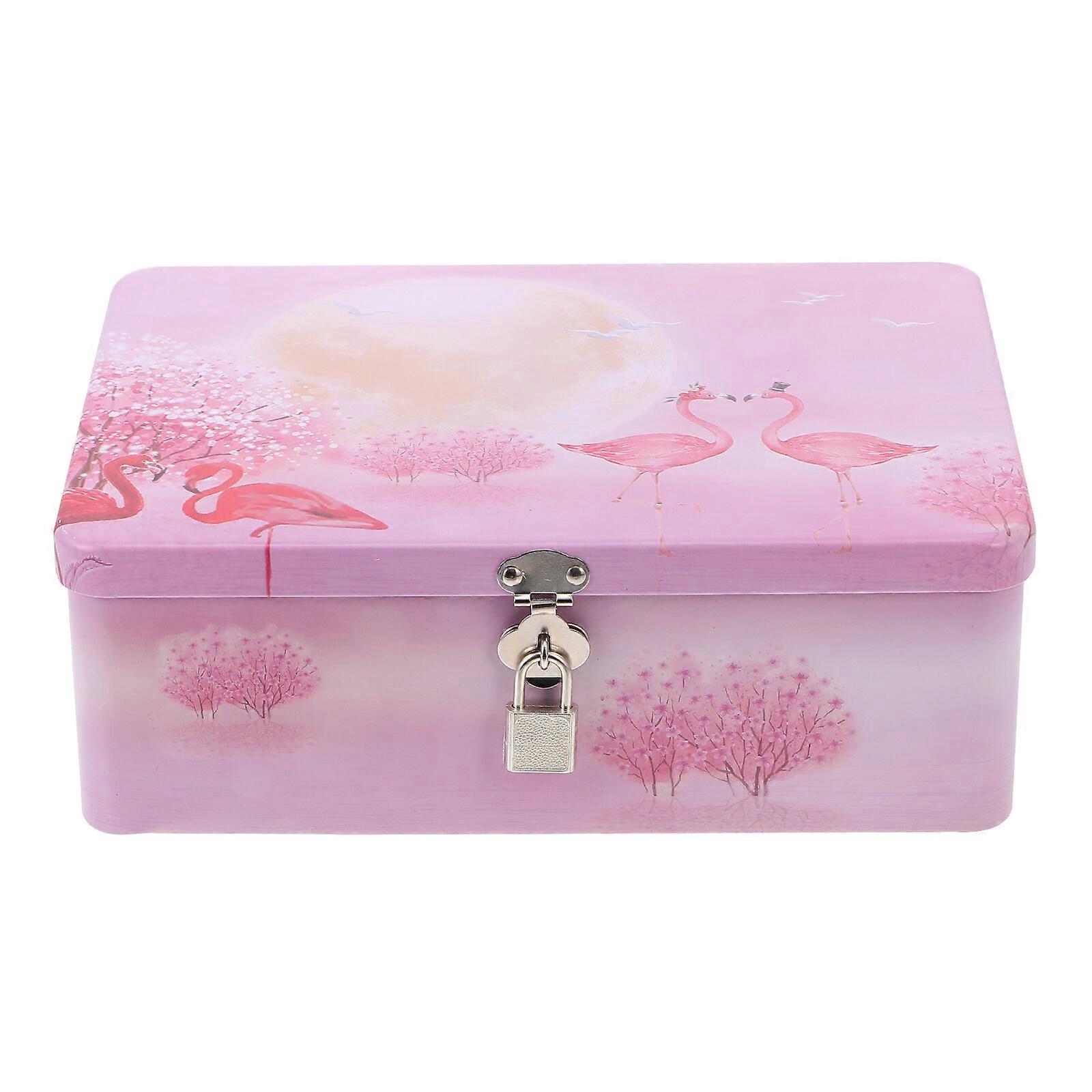 1 Set of Storage Box Retro Style Gift Case with Padlock Keys for Organization