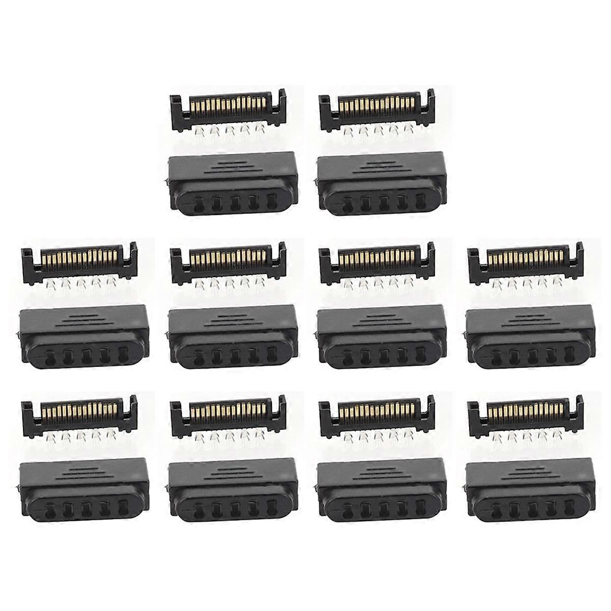 10Pair L29-Sata Plug 5 Holes SATA Male SATA Male Socket Serial Port 15P Power Connector Shell Plug