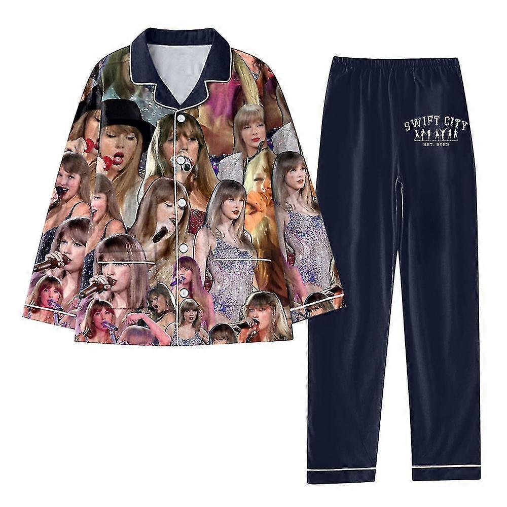 2023 Taylor Swiftie pyjamassett Pyjamas med dametrykk Langermet knapp skjorte topp og bukse Nattøy Loungwear Pjs Fans Gaver