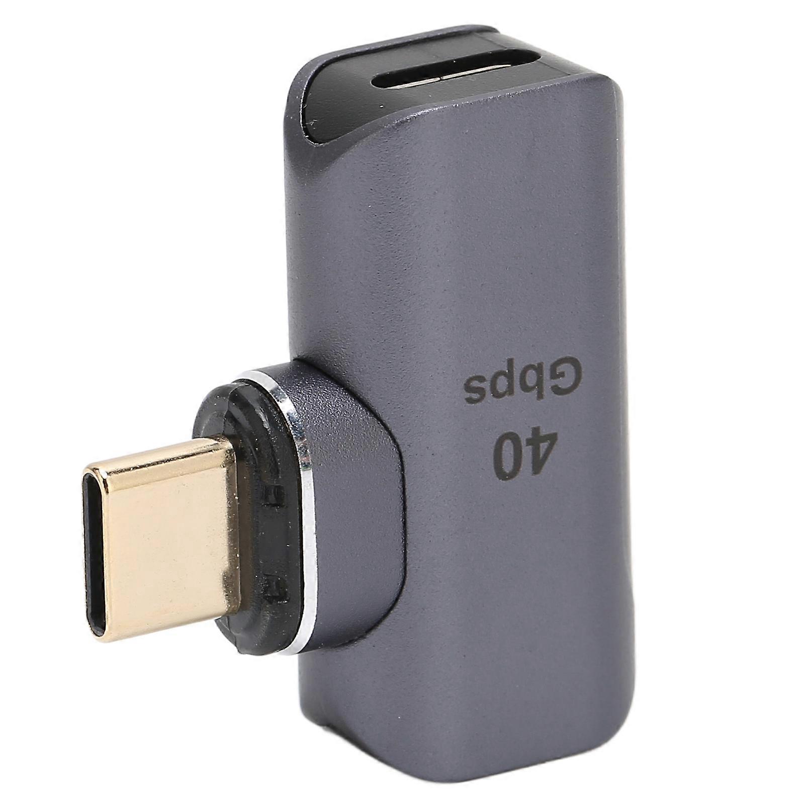 Magnetic USB C Adapter 100W Fast Charging 40Gbps 8K Plug and Play USB C to C Right Angle Magnetic Adapter