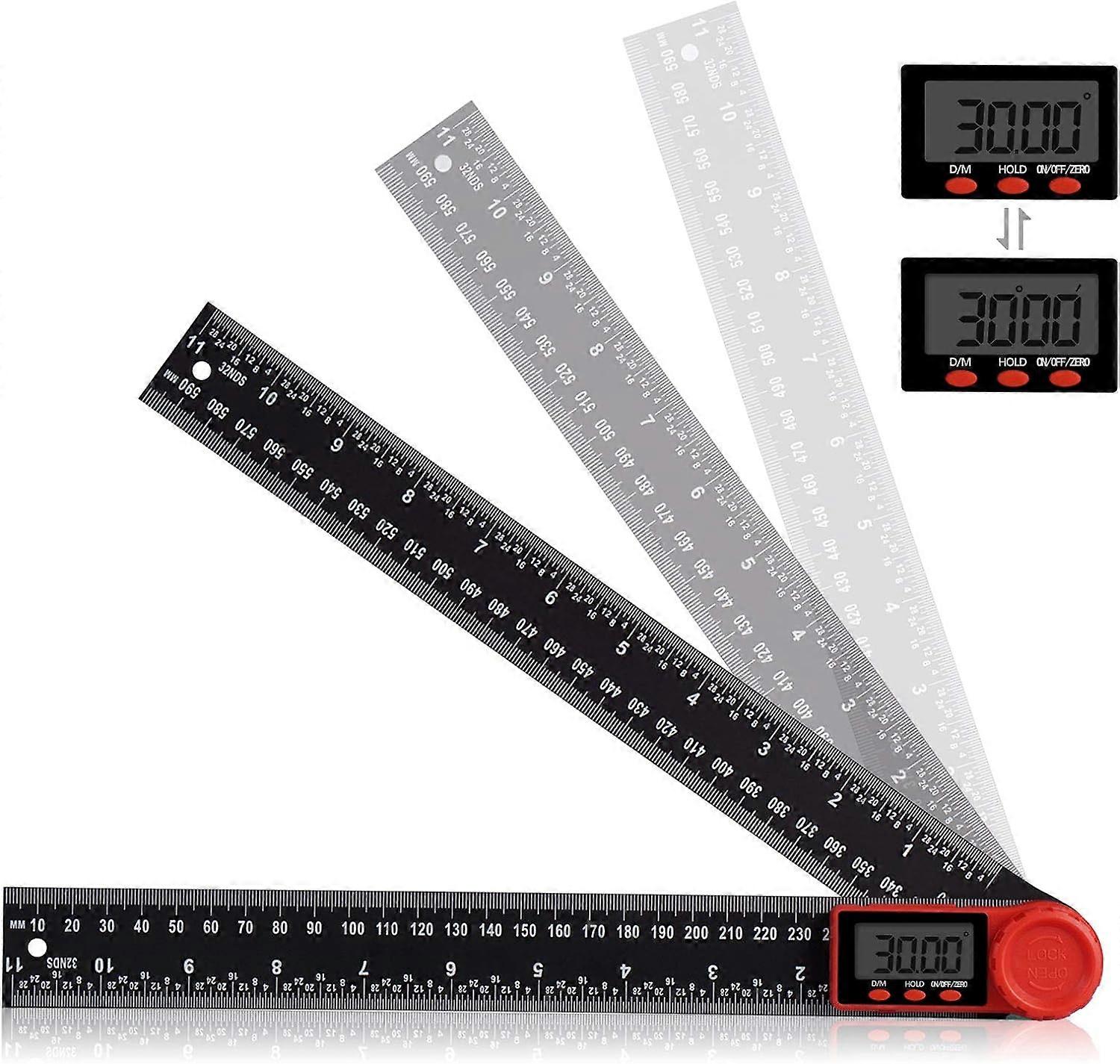 300Mm Digital Protractor Ruler, 2 In 1 Digital Protractor With Lcd Display And Lock Function For Woodworking, Home, Craftsmen