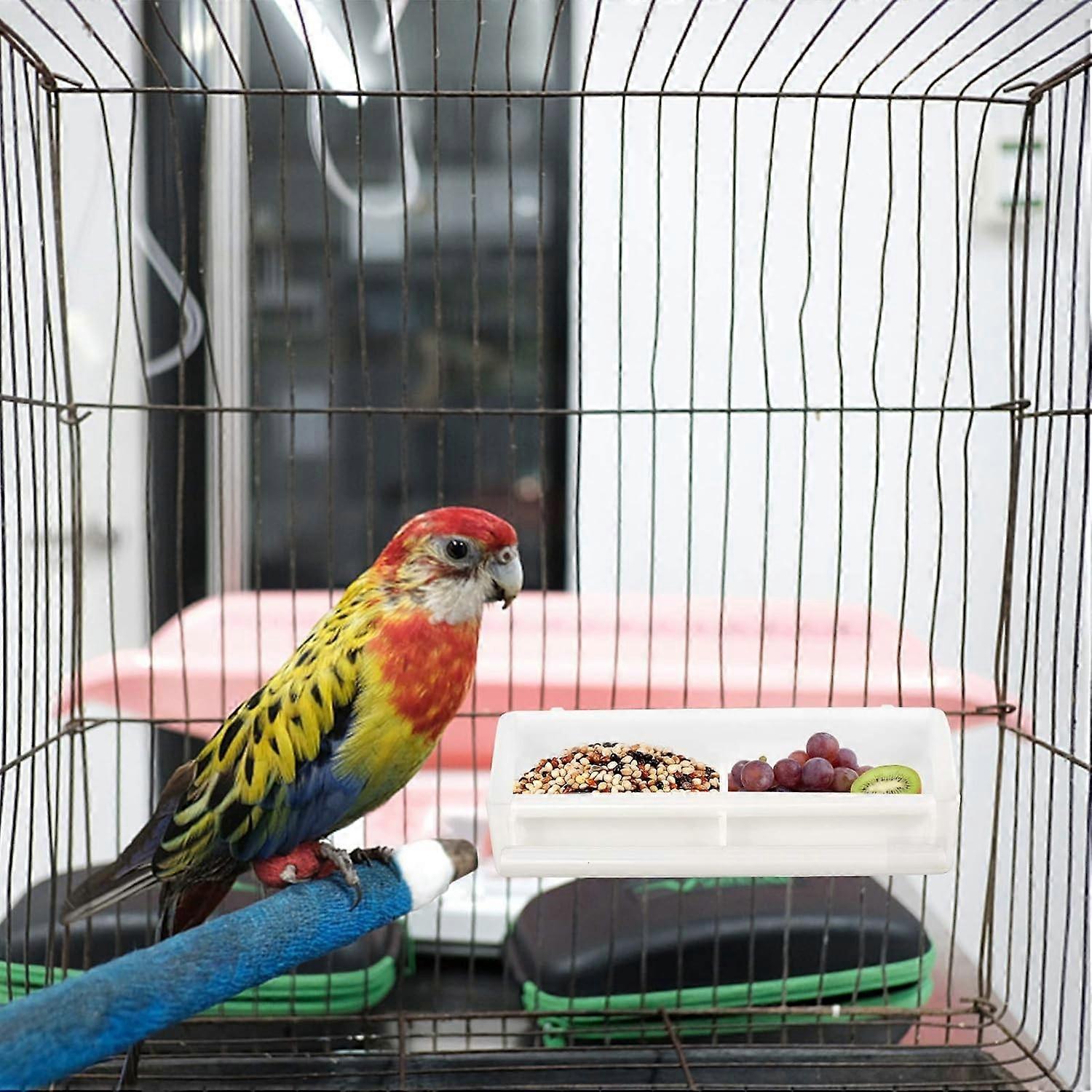 2 PCS Bird Feeder Bird Food And Water Cup Plastic 2 Compartments Bird ...