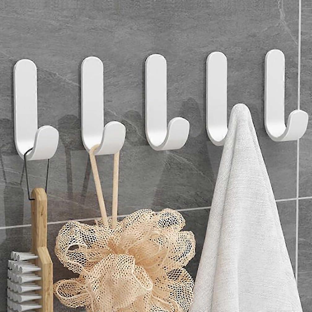 خطاف حائط لاصق ، 12 قطعة خطاف ذاتي اللصق ، خطاف لاصق من الفولاذ المقاوم للصدأ ، خطافات منشفة مطبخ بيضاء خطافات منشفة الحمام ، بدون حفر