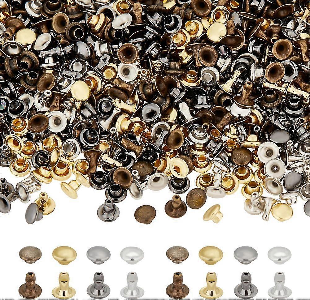 320PCS 4mm Tubular Round Cap Leather Rivets Double Cap Rivets Metal Rapid Rivet