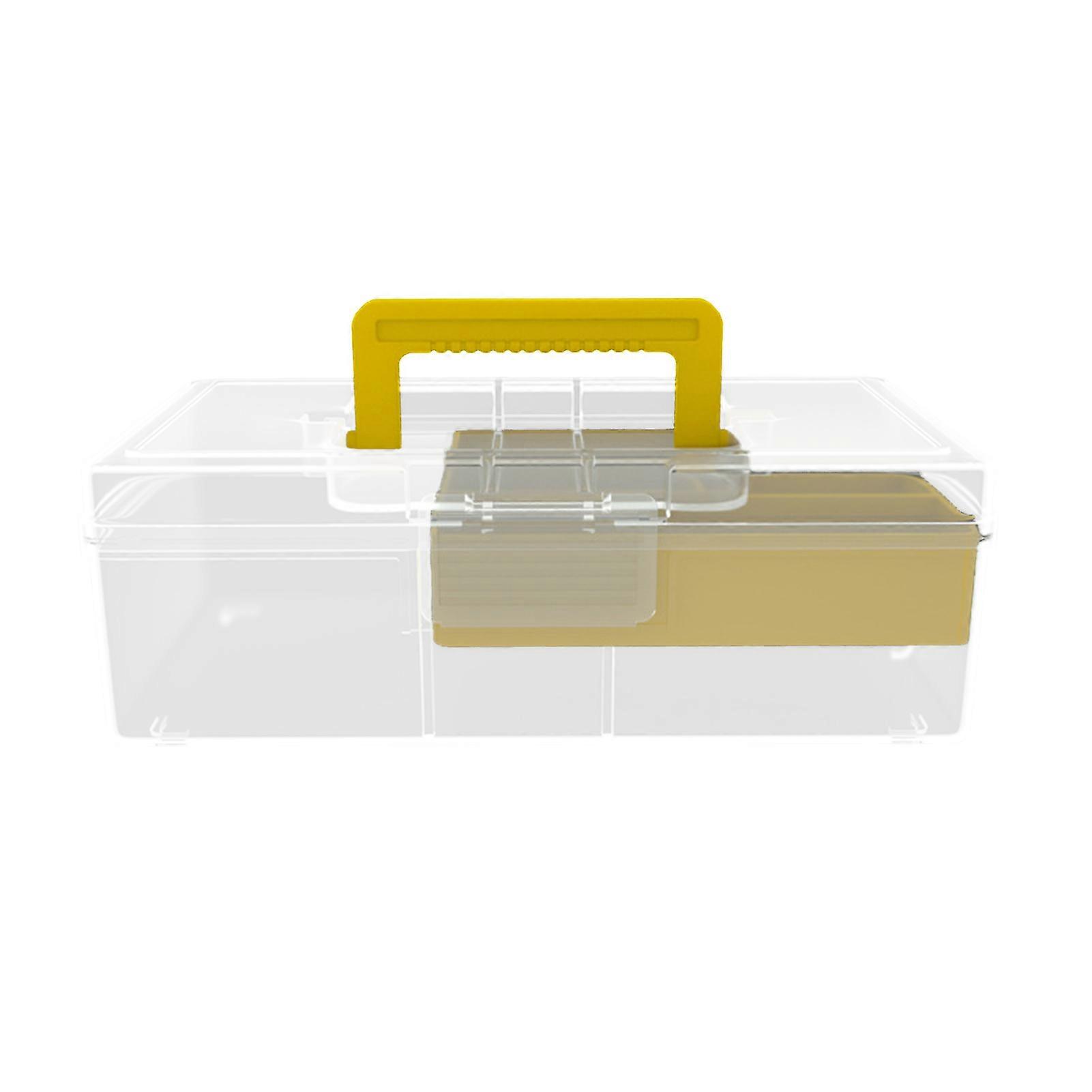 Fishing Lure Box with Portable Handle Double Layers Multi-Compartments Transparent Waterproof Fishing Baits Small Accessories Organizer Case Fishing S