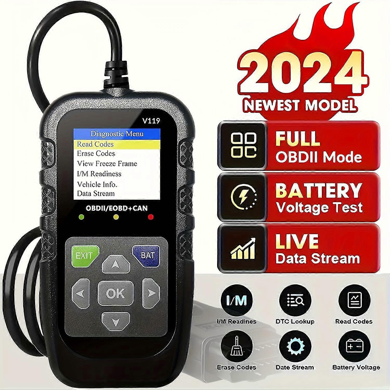 Diagnostic Scanner Tools For Cars, OBD2 Car Code Scanner Voltage Tester Engine Fault Code Scanner, EOBD+CAN Charging Tester Diagnostic Tool Suitable F