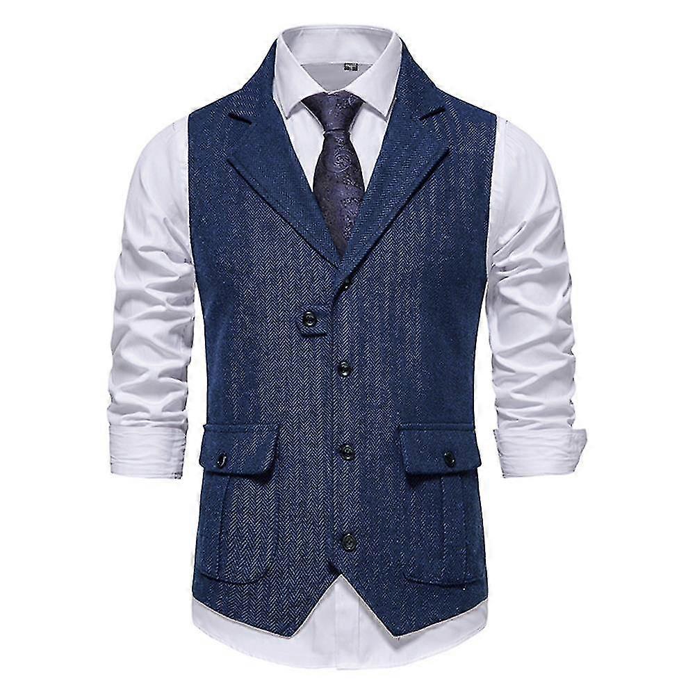 Mens Waistcoat Business Sleevelss Autumn Winter Formal Single