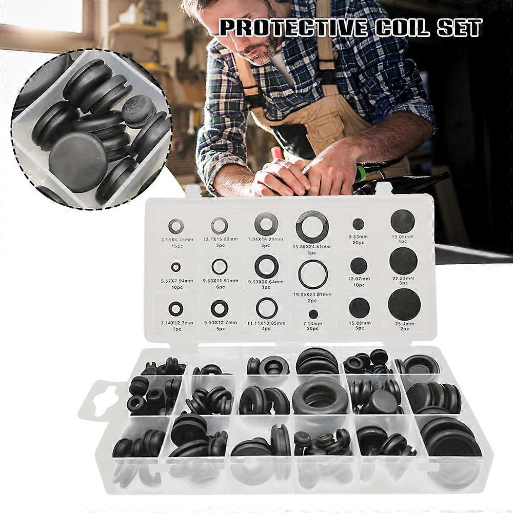 125Pcs Protective Coil Set O Ring Assortment Kit for Protecting Wire Plug Cable