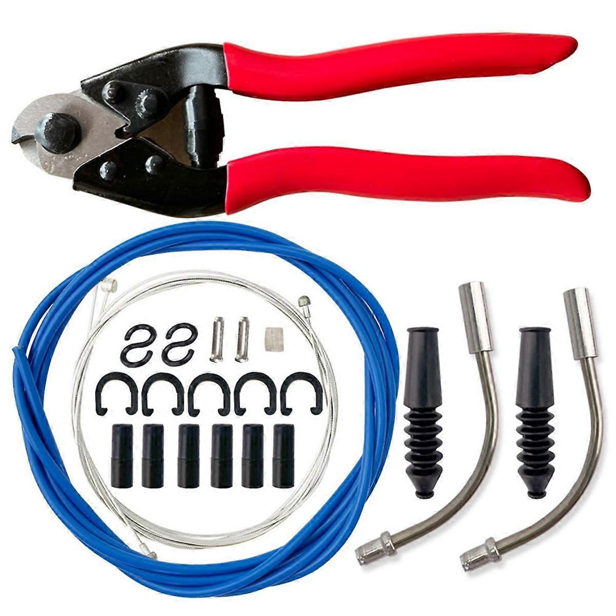 Blue Universal Bike Shift Cable Housing Kit Includes Cable Cutters, Bike Shift Cable, Brake Cable