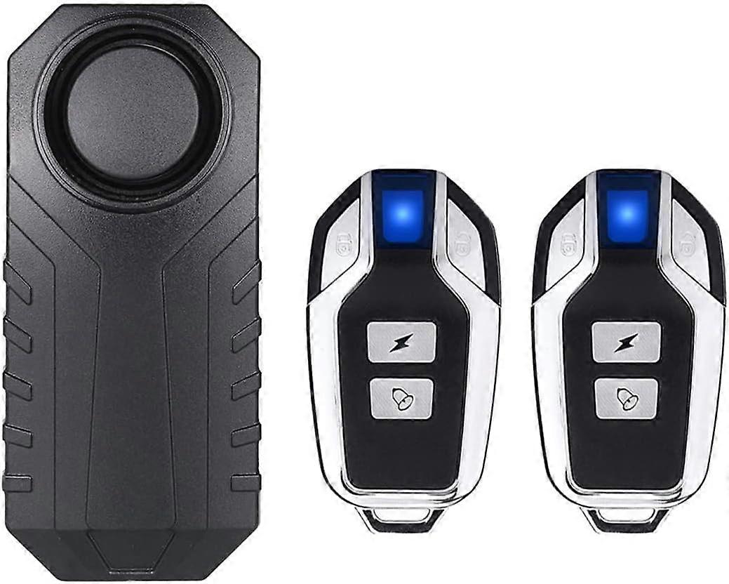 Anti-theft Motorcycle Bike Alarm, 110dB Waterproof Bicycle Security Alarm Vibration Motion Sensor (2 Remote Controls Included),2024 Ping
