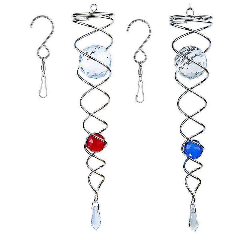 2 Pack Gazing Ball Spiral Tail Wind Spinner Stabilizer Garden Spiral Tail Hanging Wind Spinner with