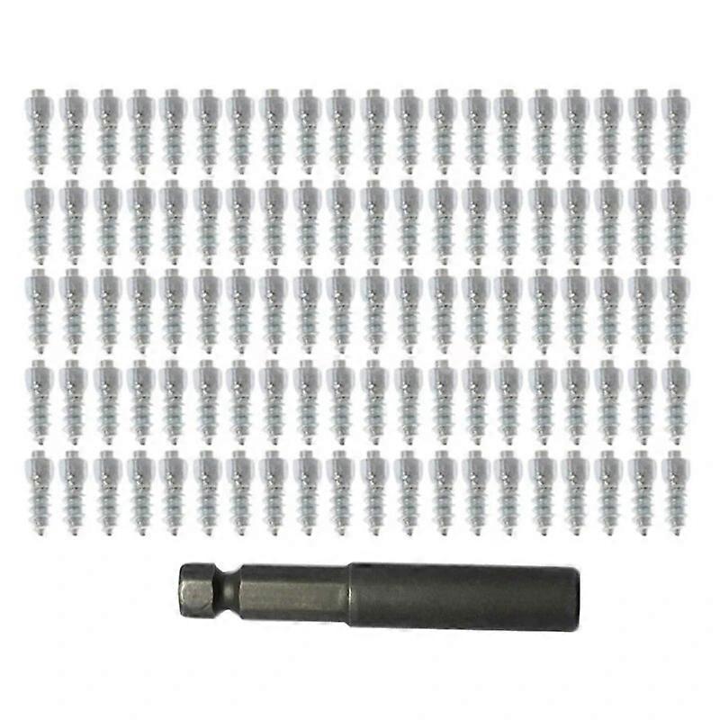 100Pcs Carbides Screw Tire Studs Wheel Tyre Snow Studs Snow Tire Spikes Trim Screw in Tire Studs with Installation Tool